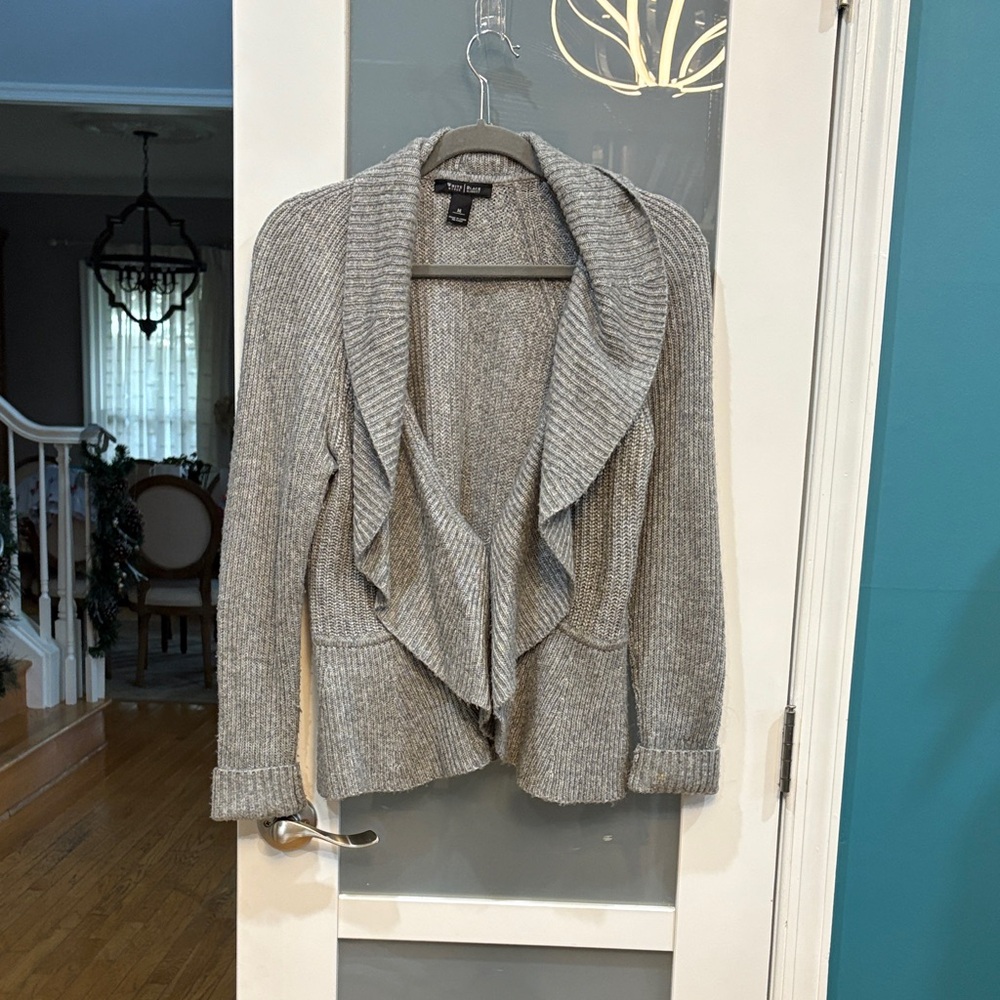 White House Black Market Gray Cardigan Sweater